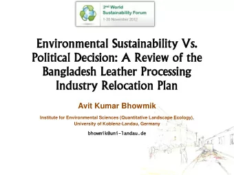 Avit Kumar Bhowmik  Institute for Environmental Sciences (Quantitative Landscape Ecology),