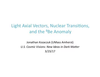 Light Axial Vectors, Nuclear Transi6ons, and the 8 Be Anomaly  Jonathan Kozaczuk (UMass Amherst)