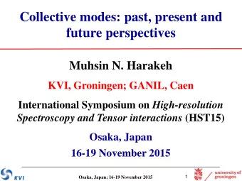 future perspectives  Muhsin N. Harakeh  KVI, Groningen; GANIL, Caen International Symposium on