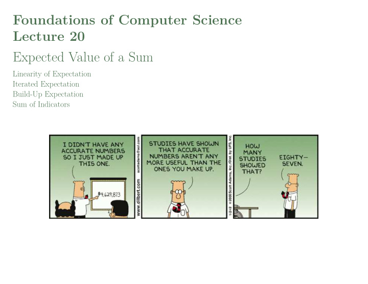 foundations of computer science lecture 20 expected value