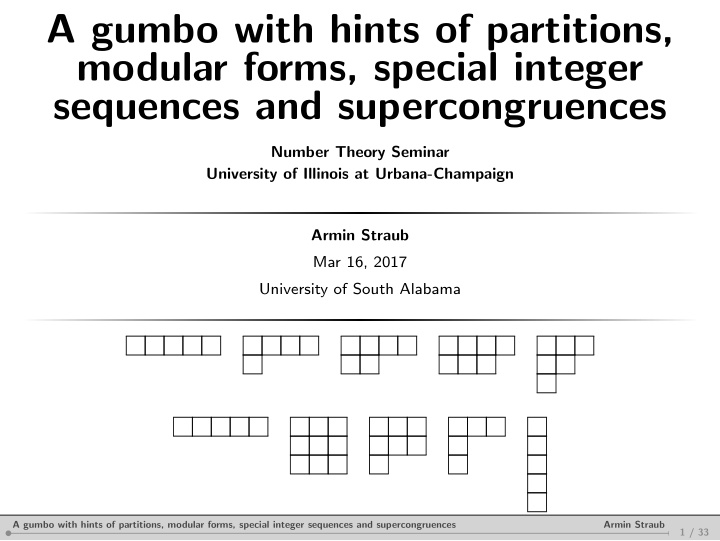 a gumbo with hints of partitions modular forms special