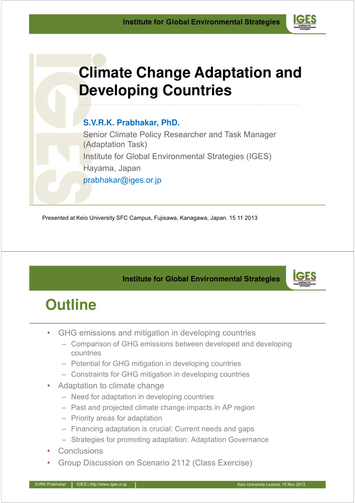 climate change adaptation and developing countries