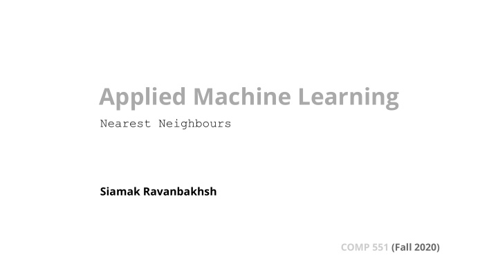 applied machine learning