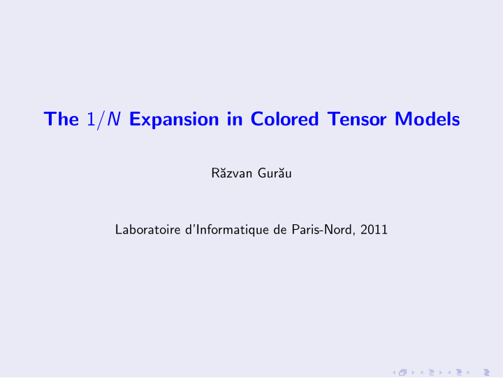 the 1 n expansion in colored tensor models