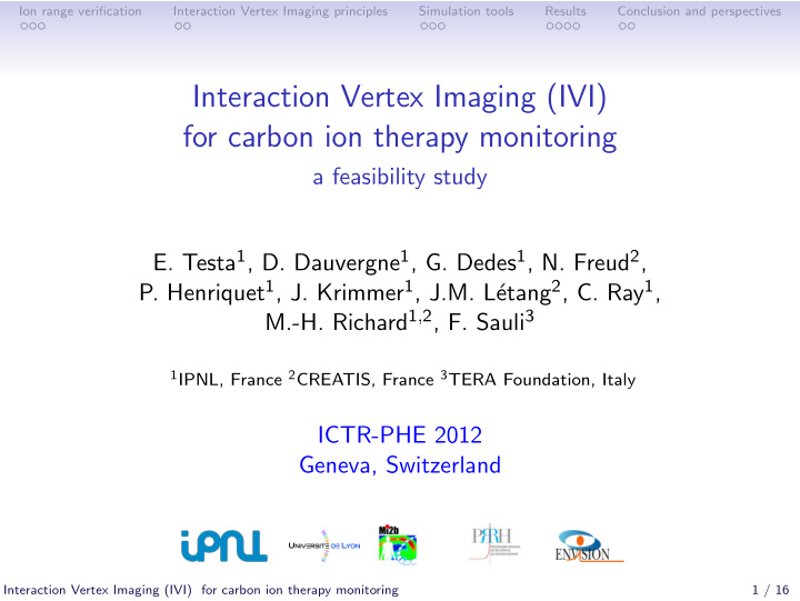 interaction vertex imaging ivi for carbon ion therapy