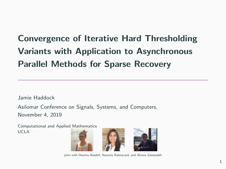 convergence of iterative hard thresholding variants with