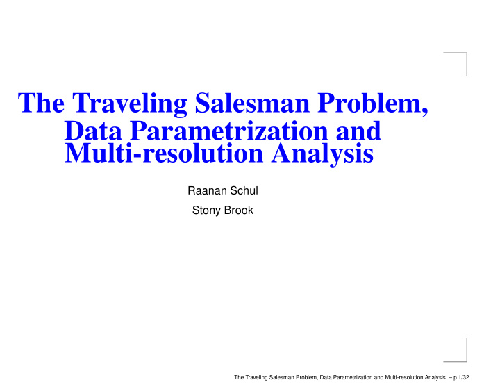 the traveling salesman problem data parametrization and