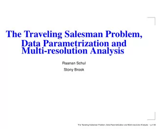 The Traveling Salesman Problem,  Data Parametrization and  Multi-resolution Analysis  Raanan Schul