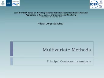 Multivariate Methods  Principal Components Analysis  Summary  Introduction  Aims