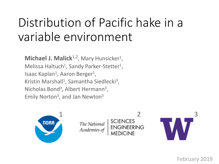 distribution of pacific hake in a variable environment