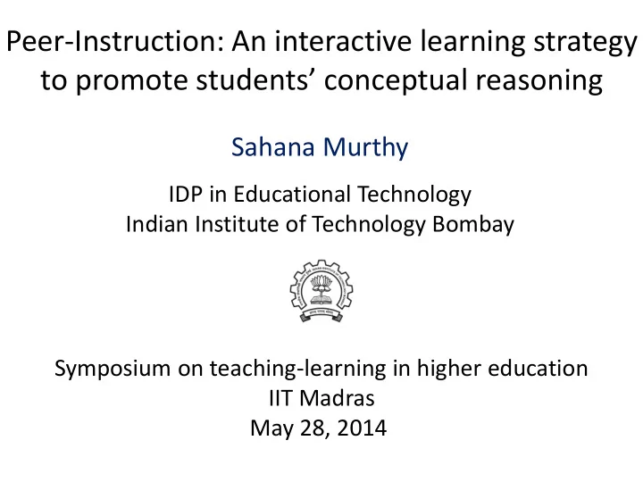 peer instruction an interactive learning strategy to