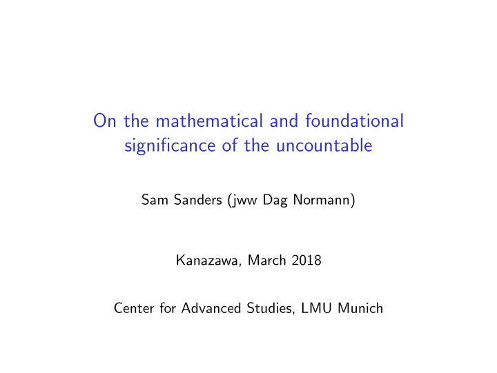 on the mathematical and foundational significance of the