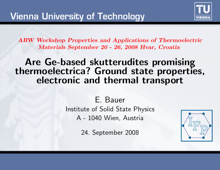 are ge based skutterudites promising thermoelectrica