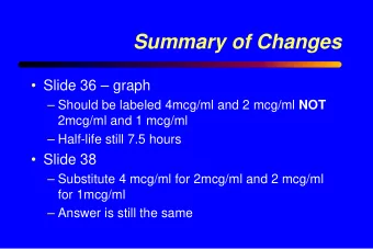 Summary of Changes   Slide 36  graph  Should be labeled 4mcg/ml and 2 mcg/ml NOT  2mcg/ml