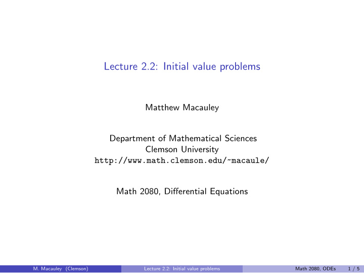 lecture 2 2 initial value problems