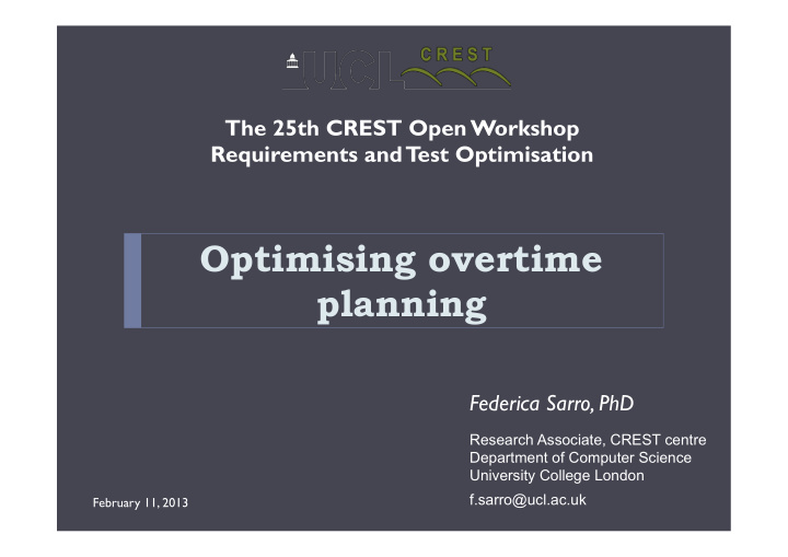 optimising overtime planning