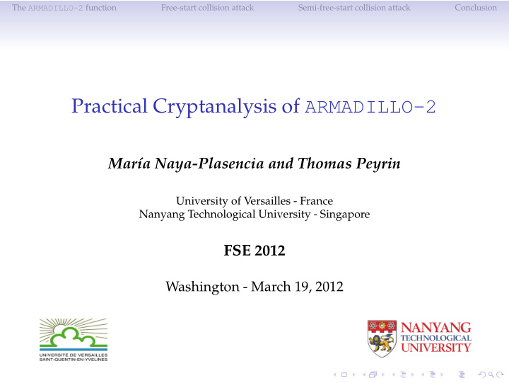 practical cryptanalysis of armadillo 2