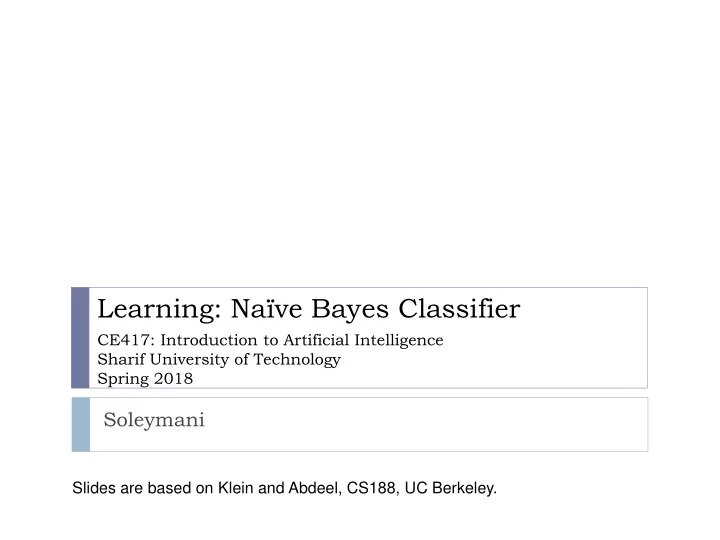 learning na ve bayes classifier