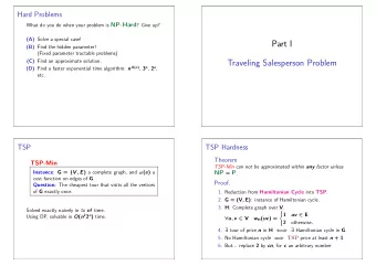 Part I (B) Find the hidden parameter!  (Fixed parameter tractable problems) (C) Find an approximate