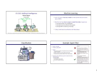 Classifica)on    Example:  Spam  Filter    Input:  an  email    Dear