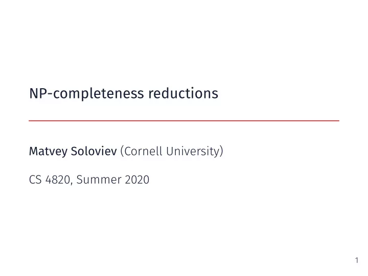np completeness reductions