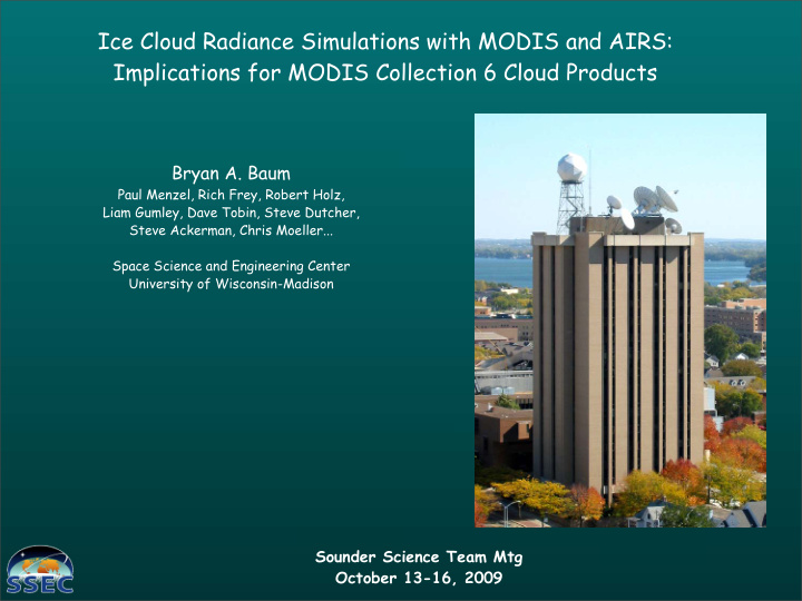 ice cloud radiance simulations with modis and airs