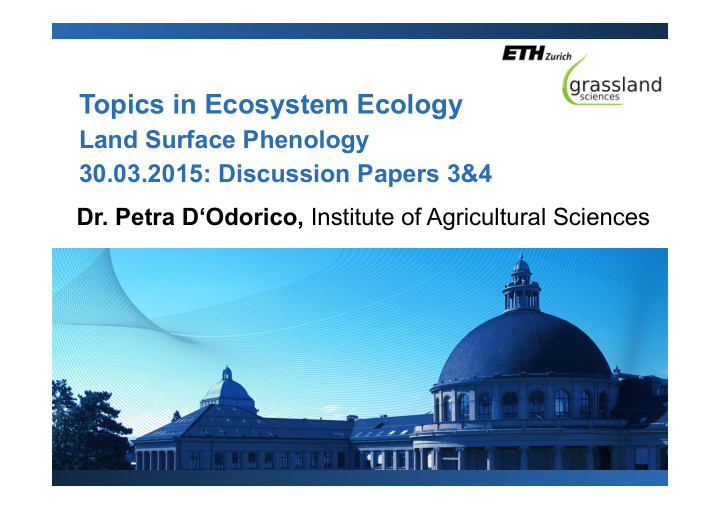 topics in ecosystem ecology