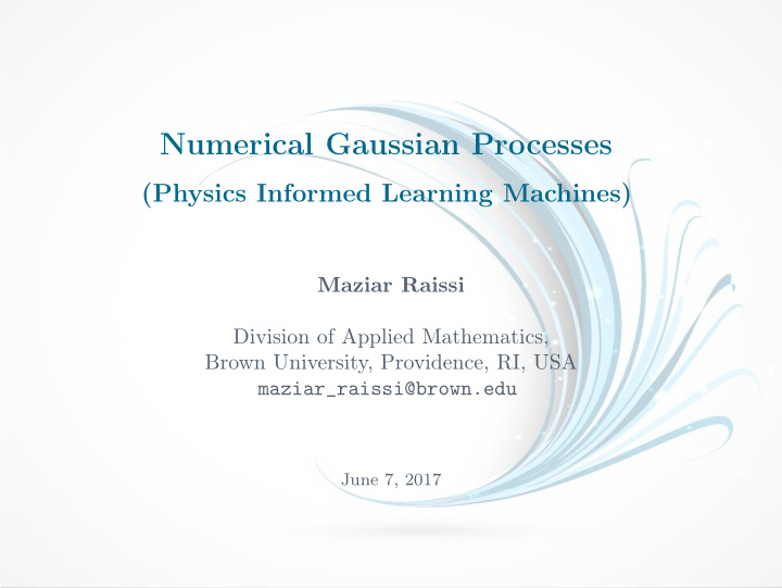 numerical gaussian processes