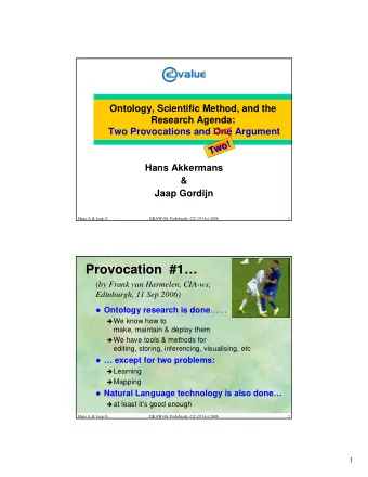 Provocation  #1  (by Frank van Harmelen, CIA-ws,  Edinburgh, 11 Sep 2006)  Ontology research