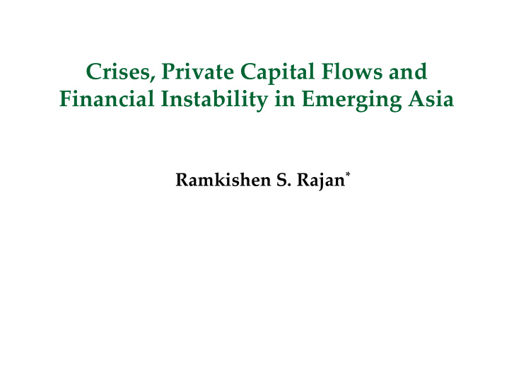 crises private capital flows and financial instability in