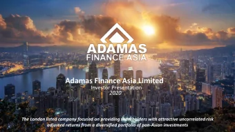 Adamas Finance Asia Limited  Investor Presentation  2020  The London listed company focused on