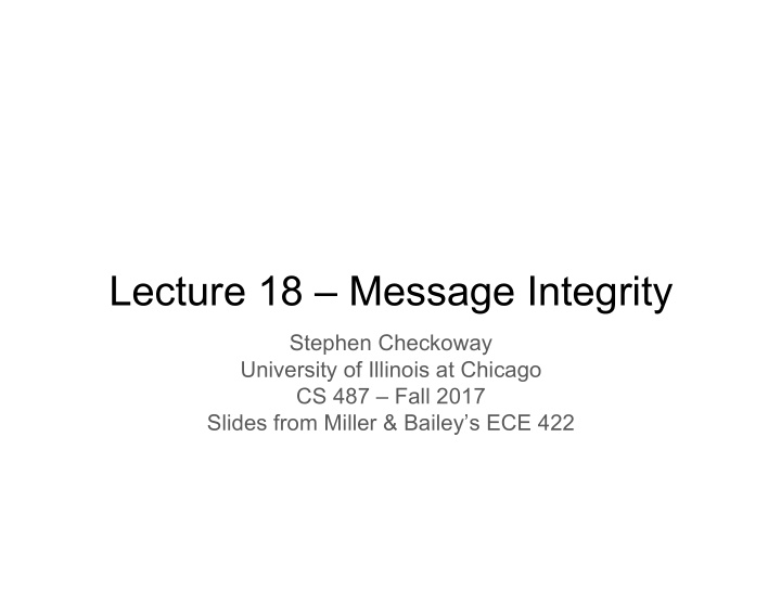 lecture 18 message integrity