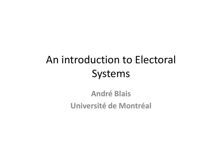 an introduction to electoral systems systems