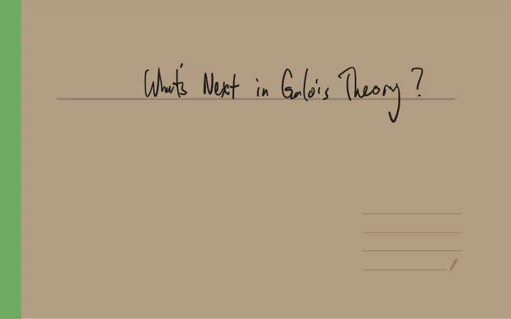 in galois theory