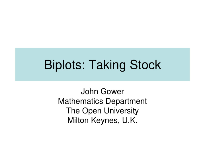 biplots taking stock