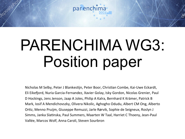 parenchima wg3 position paper