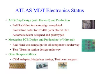 ATLAS MDT Electronics Status  ASD Chip Design (with Harvard) and Production  Full Rad-Hard test