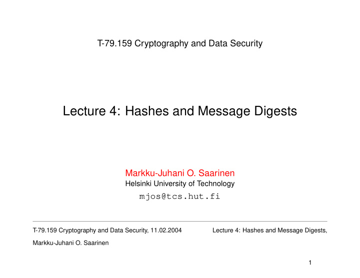 lecture 4 hashes and message digests