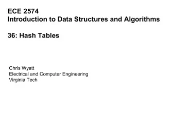 Chris Wyatt  Electrical and Computer Engineering  Virginia Tech  Dictionaries  A balanced tree can