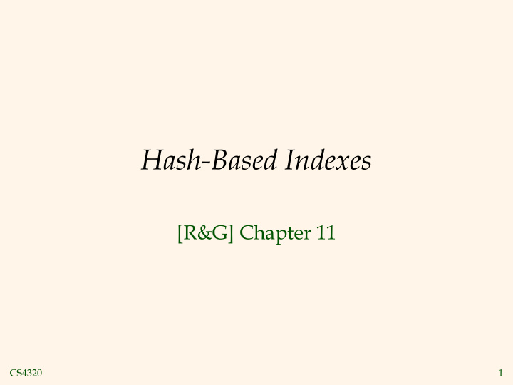 hash based indexes