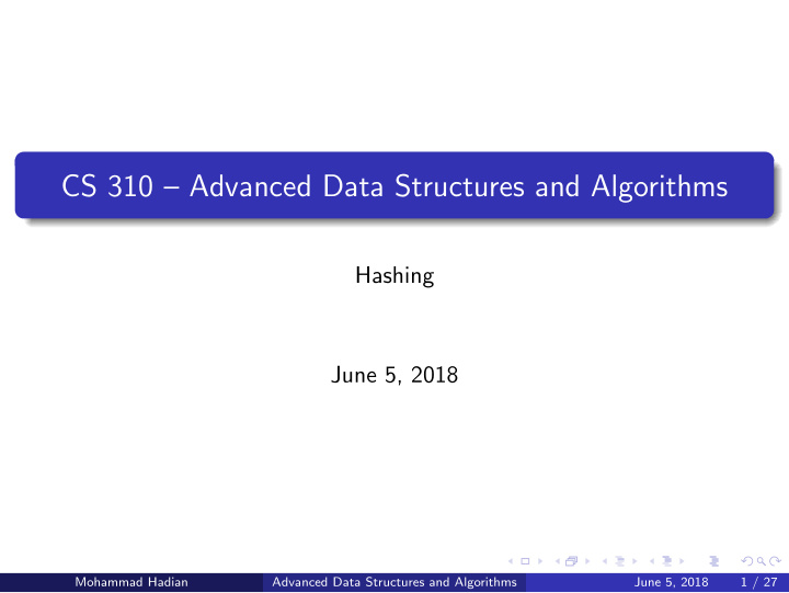 cs 310 advanced data structures and algorithms