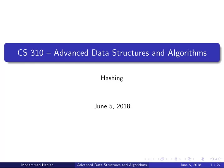 cs 310 advanced data structures and algorithms