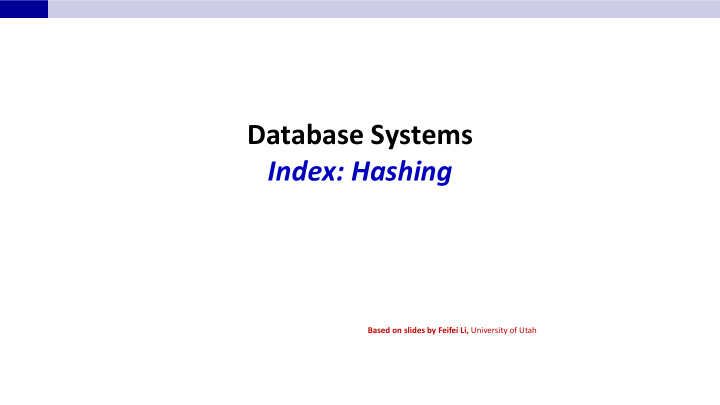 database systems index hashing