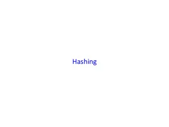 Hashing  Dynamic Dictionaries  Operations:  create  insert  find  remove  max/ min