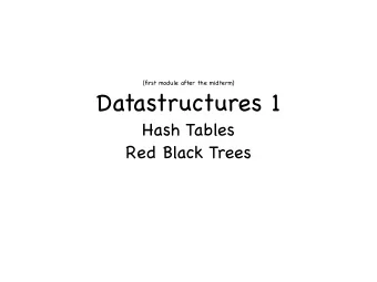 Datastructures 1  Hash Tables  Red Black Trees  Week 8 Objectives  Hash Tables, Hashing