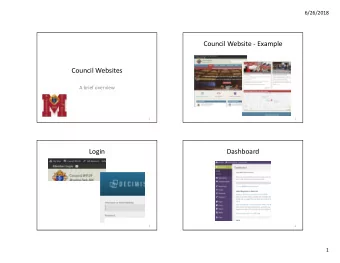 Council Website - Example  Council Websites  A brief overview  1  2  Login  Dashboard  3  4  1