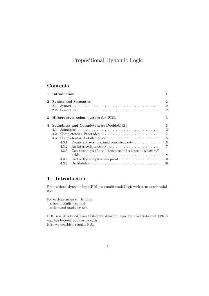 propositional dynamic logic