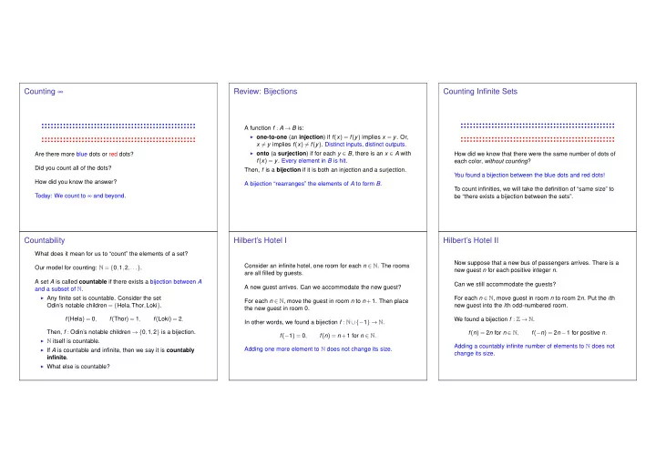 counting review bijections counting infinite sets