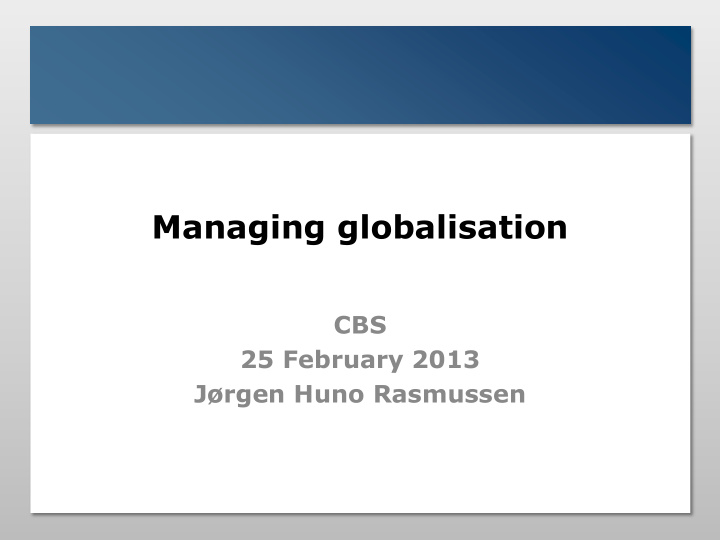 managing globalisation
