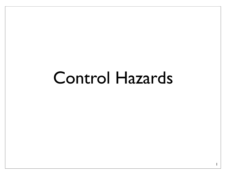 control hazards